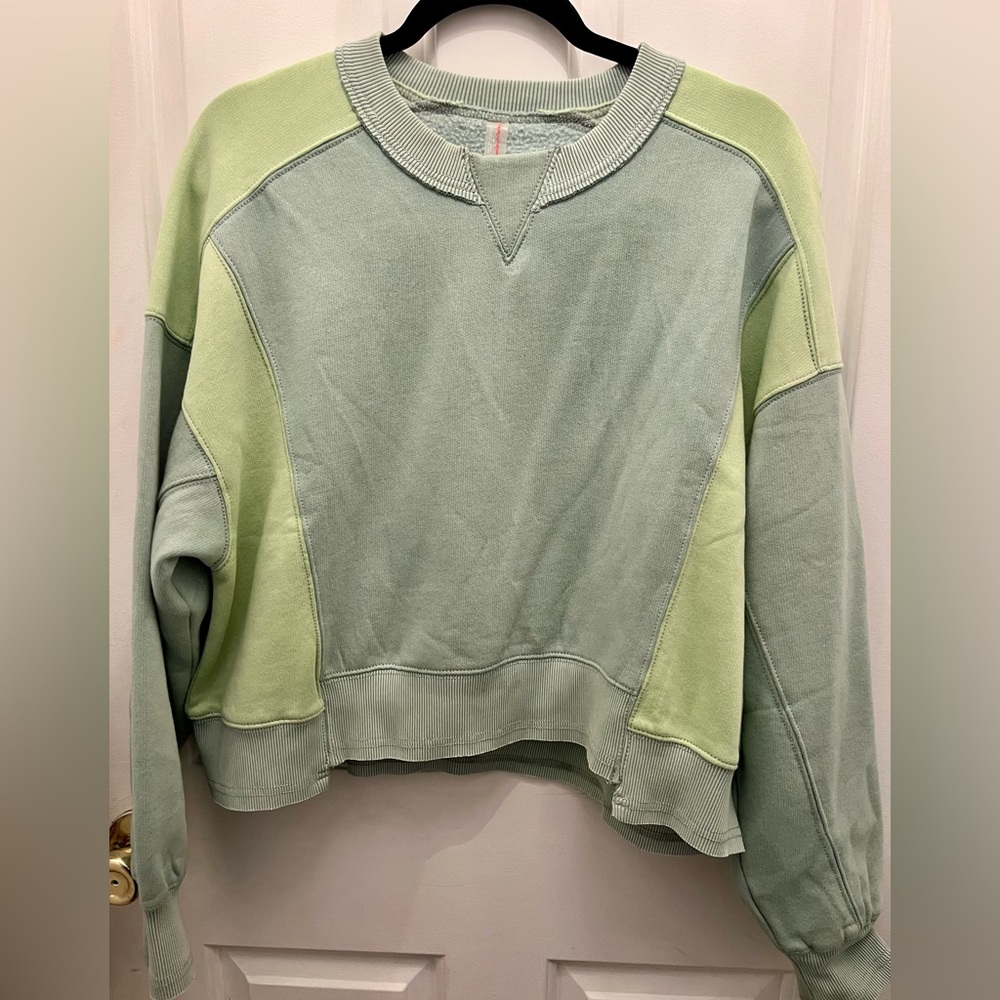 Free People Movement Sage Green color block Sweatshirt